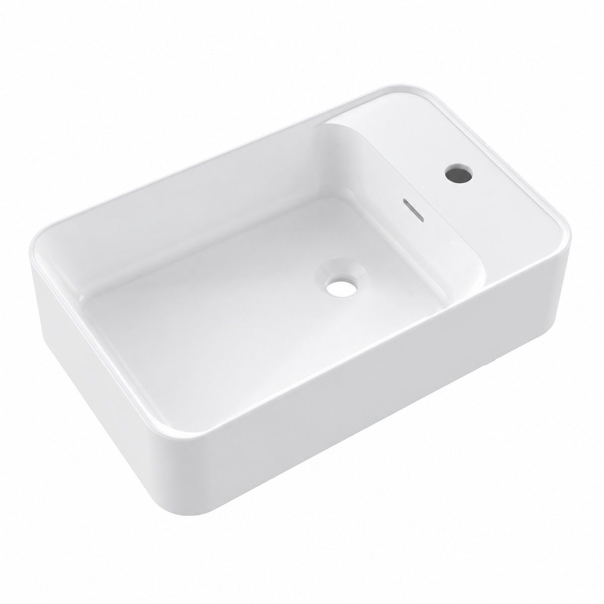 Solid Surface Rectangular Vessel Basin with Integrated Faucet Ledge 600mm RS600-Y – 600 × 370 × 140 mm · Color