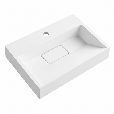Matte White Solid Surface Rectangular Vanity Basin with Single Tap Hole RS6001-500 – 500 × 370 × 150 mm
