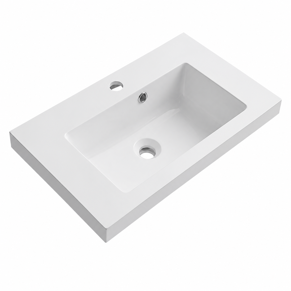 Narrow-Depth Solid Surface Vanity-Top Basin with Recessed Bowl RS600MM – 600 × 350 × 175 mm