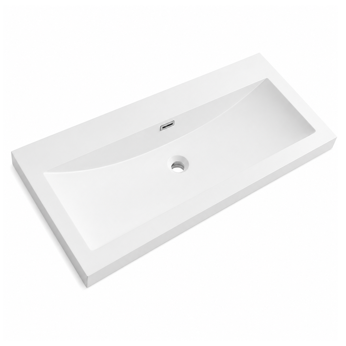 Solid Surface Integrated Countertop Vanity Basin, Single-Hole Rectangular (600-1205mm) RS6033-1005 – 1005 × 480 × 170 mm