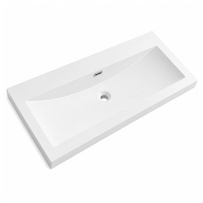 Solid Surface Integrated Countertop Vanity Basin, Single-Hole Rectangular (600-1205mm) RS6033-1005 – 1005 × 480 × 170 mm