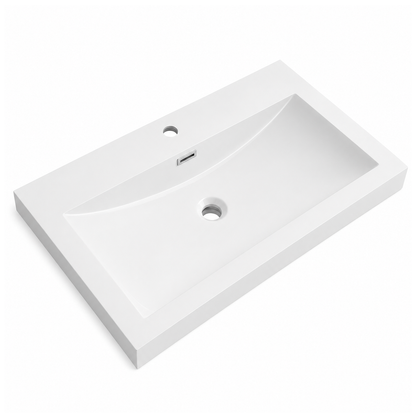 Solid Surface Integrated Countertop Vanity Basin, Single-Hole Rectangular (600-1205mm) RS6033-765 – 760 × 460 × 160 mm