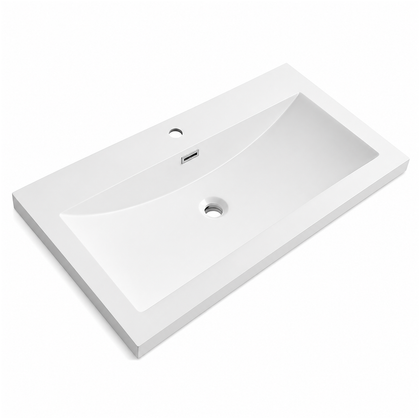 Solid Surface Integrated Countertop Vanity Basin, Single-Hole Rectangular (600-1205mm) RS6033-895 – 895 × 480 × 170 mm