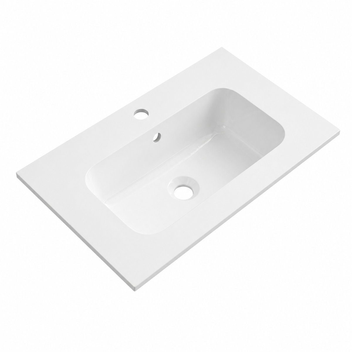 Matte White Solid Surface Integrated Vanity Top Basin, Rectangular RS604 – 604 × 380 × 140 mm