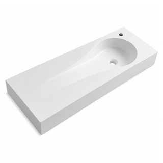 Solid Surface Teardrop Vanity Top Basin with Integrated Sloped Bowl RS6041-1095 – 1095 × 375 × 130 mm