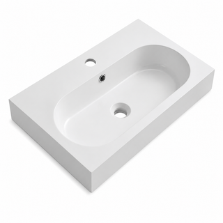Compact Solid Surface Vanity Basin with Oval Bowl, 590mm RS6051-590 – 590 × 370 × 150 mm