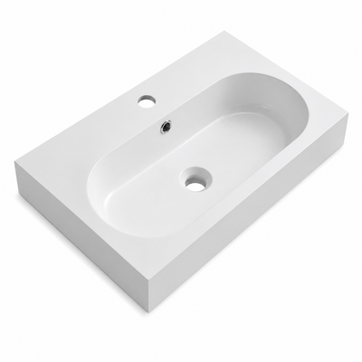Compact Solid Surface Vanity Basin with Oval Bowl, 590mm RS6051-590 – 590 × 370 × 150 mm
