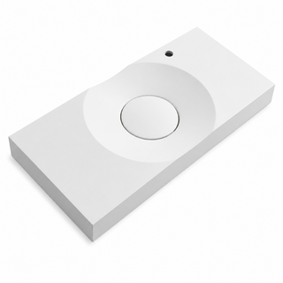 Rectangular Solid Surface Vanity Basin with Integral Round Bowl, Matte White 1000mm RS6059-1000 – 1000 × 480 × 110 mm