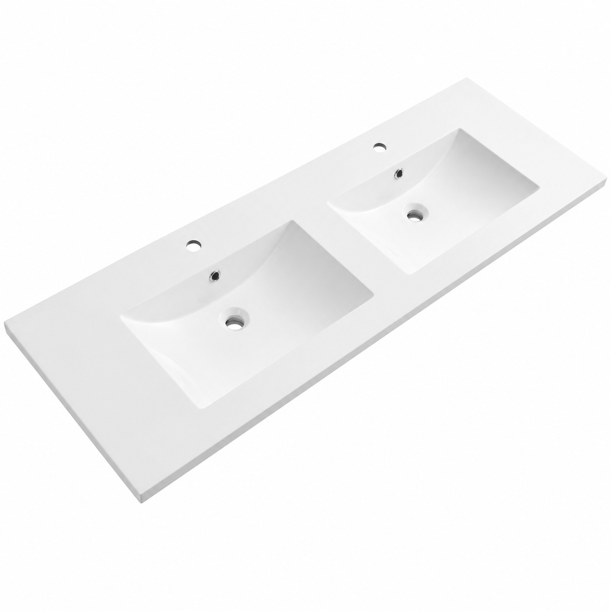 Integrated Solid Surface Vanity-Top Basin, Single Faucet Hole RSA1528D – 1528 × 542 × 155 mm · Double Bowl