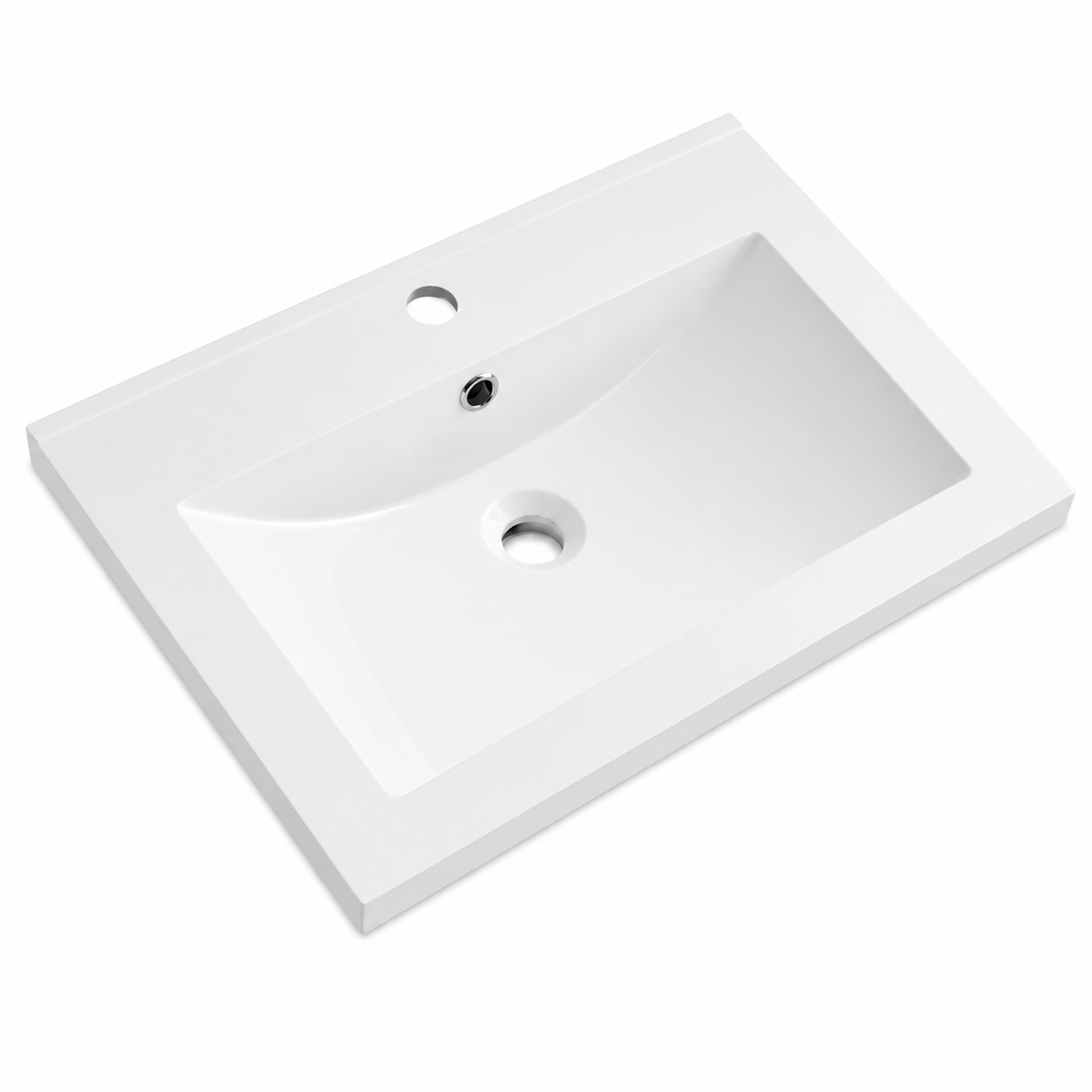 Integrated Solid Surface Vanity-Top Basin, Single Faucet Hole RSA600-1 – 600 × 460 × 163 mm · Type 1