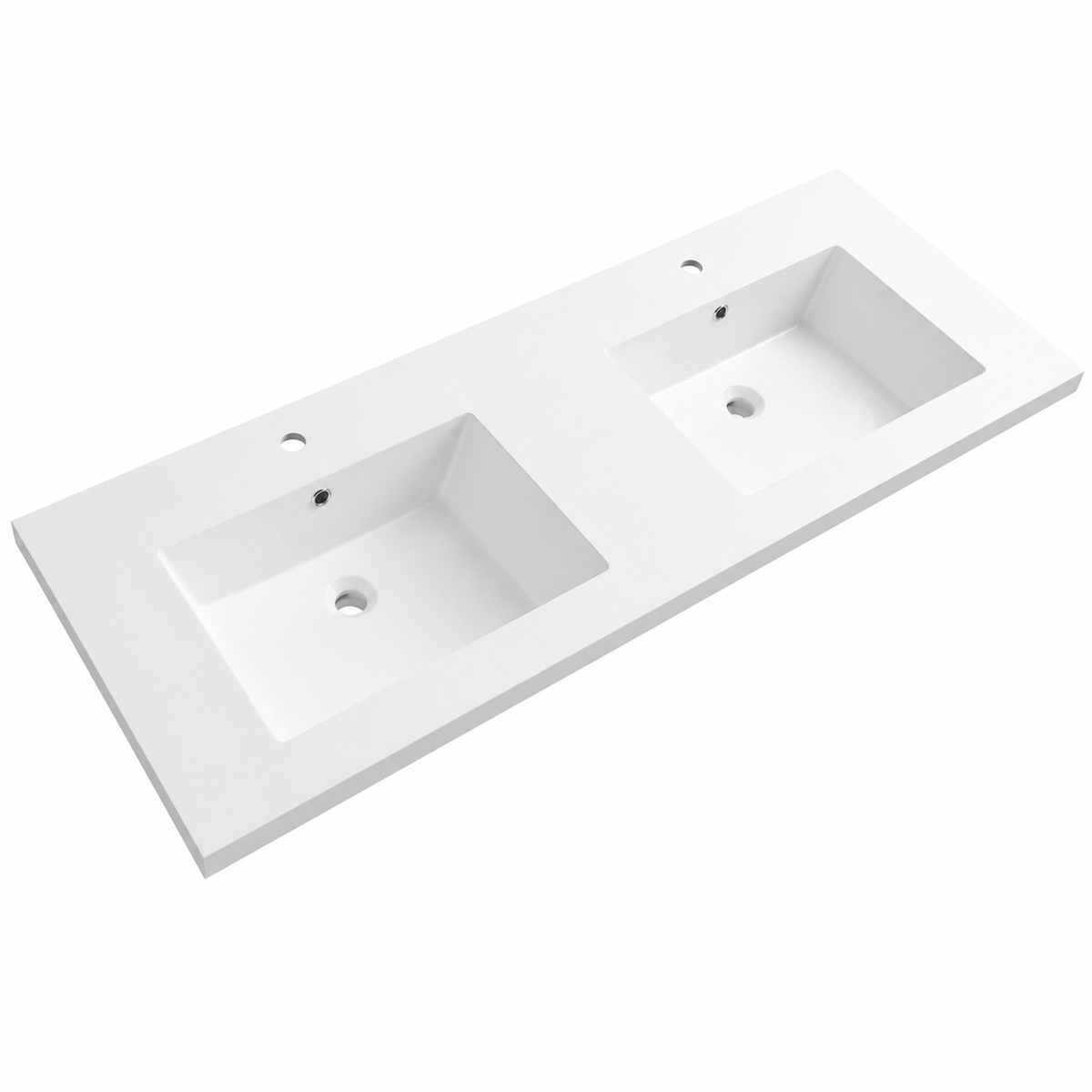 Double Bowl Solid Surface Vanity Top with Two Rectangular Basins RSAB1524 – 1524 × 550 × 200 mm