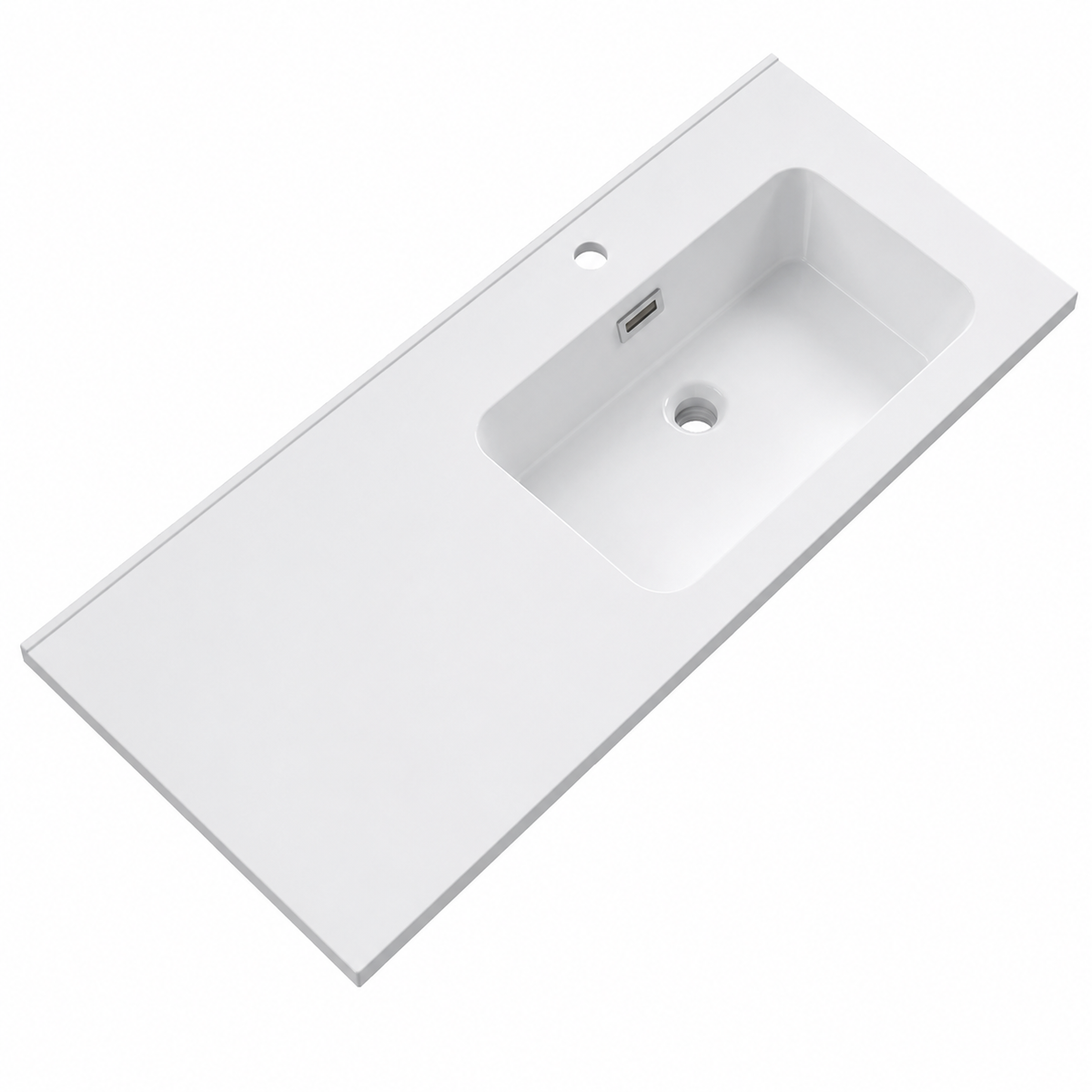 Integral Solid Surface Vanity-Top Basin with Single-Hole Countertop RSB1000R – 1000 × 465 × 158 mm · Right
