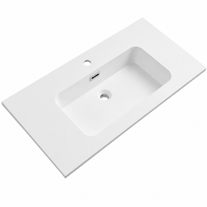 Integral Solid Surface Vanity-Top Basin with Single-Hole Countertop RSB1010 – 1010 × 465 × 158 mm