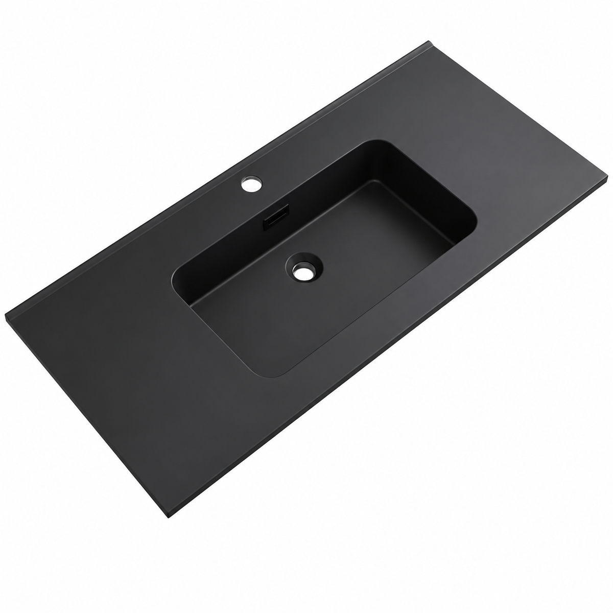 Integral Solid Surface Vanity-Top Basin with Single-Hole Countertop RSB1210MB – 1210 × 465 × 158 mm · Matte Black