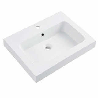 Integral Solid Surface Vanity-Top Basin with Single-Hole Countertop RSB600-2 – 600 × 465 × 158 mm · Type 2