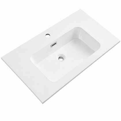 Integral Solid Surface Vanity-Top Basin with Single-Hole Countertop RSB810 – 810 × 465 × 158 mm