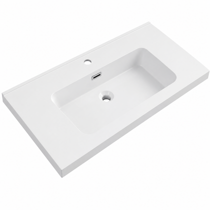 Integral Solid Surface Vanity-Top Basin with Single-Hole Countertop RSB910-1 – 910 × 465 × 158 mm · Type 1