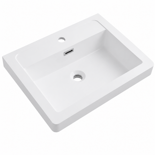 Solid Surface Drop-In Vanity Basin, Rectangular Matte White 500x420mm RSBG500 – 500 × 420 × 160 mm