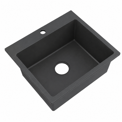 Matte Charcoal Solid Surface Square Drop-In Basin RSCC500 – 500 × 500 × 200 mm