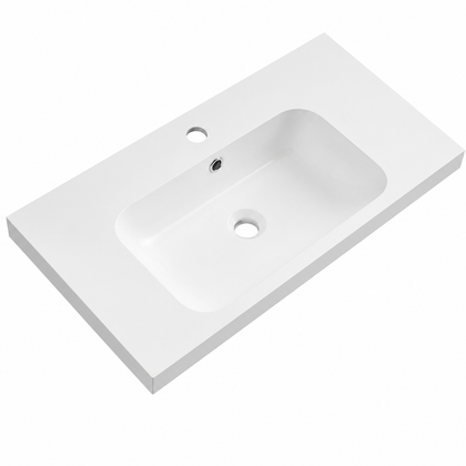 Solid Surface Integrated Vanity-Top Basin with Rectangular Bowl RSD800 – 800 × 465 × 145 mm