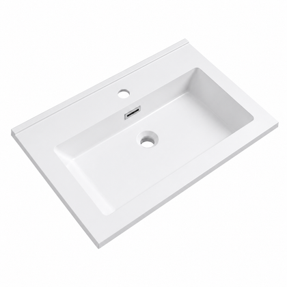Solid Surface Integrated Vanity Top Basin with Pre-Drilled Faucet Hole RSE604 – 604 × 500 × 125 mm