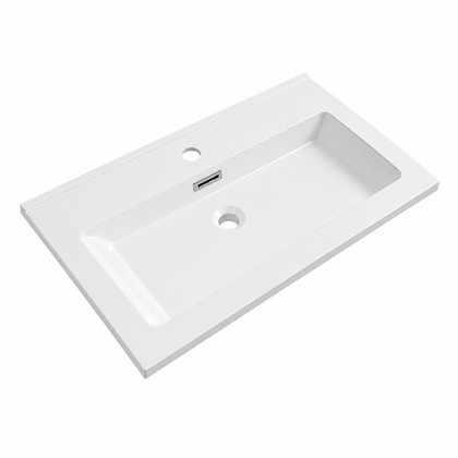 Solid Surface Integrated Vanity Top Basin with Pre-Drilled Faucet Hole RSE804 – 804 × 500 × 125 mm