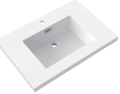 Solid Surface Integrated Rectangular Vanity Top Basin (Single Faucet Hole) RSF750-1 – 750 × 300 × 180 mm · Type 1