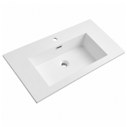 600mm Solid Surface Integrated Vanity Top Basin, Center Rectangular Bowl RSJ800 – 800 × 460 × 168 mm