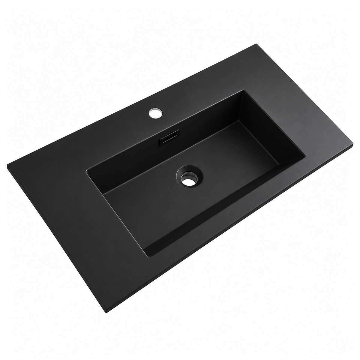 600mm Solid Surface Integrated Vanity Top Basin, Center Rectangular Bowl RSJ800MB – 800 × 460 × 168 mm · Matte Black