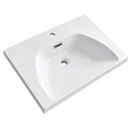 Single-Bowl Solid Surface Drop-In Vanity Top Basin with Sculpted Bowl RSK600 – 600 × 460 × 190 mm