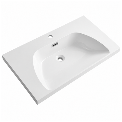 Single-Bowl Solid Surface Drop-In Vanity Top Basin with Sculpted Bowl RSK800 – 800 × 460 × 190 mm