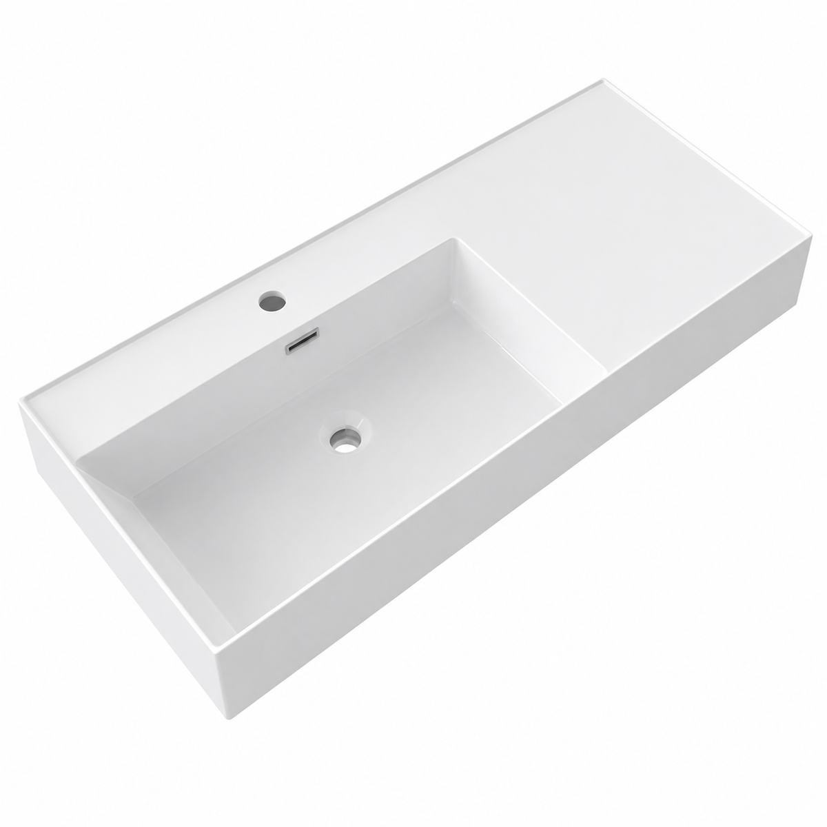 Rectangular Solid Surface Vessel Basin With Pre-Drilled Tap Hole RSM1000L – 1000 × 460 × 175 mm · Left