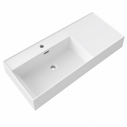 Rectangular Solid Surface Vessel Basin With Pre-Drilled Tap Hole RSM1000L – 1000 × 460 × 175 mm · Left
