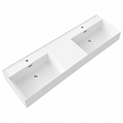 Rectangular Solid Surface Vessel Basin With Pre-Drilled Tap Hole RSM1500D – 1500 × 460 × 175 mm · Double Bowl