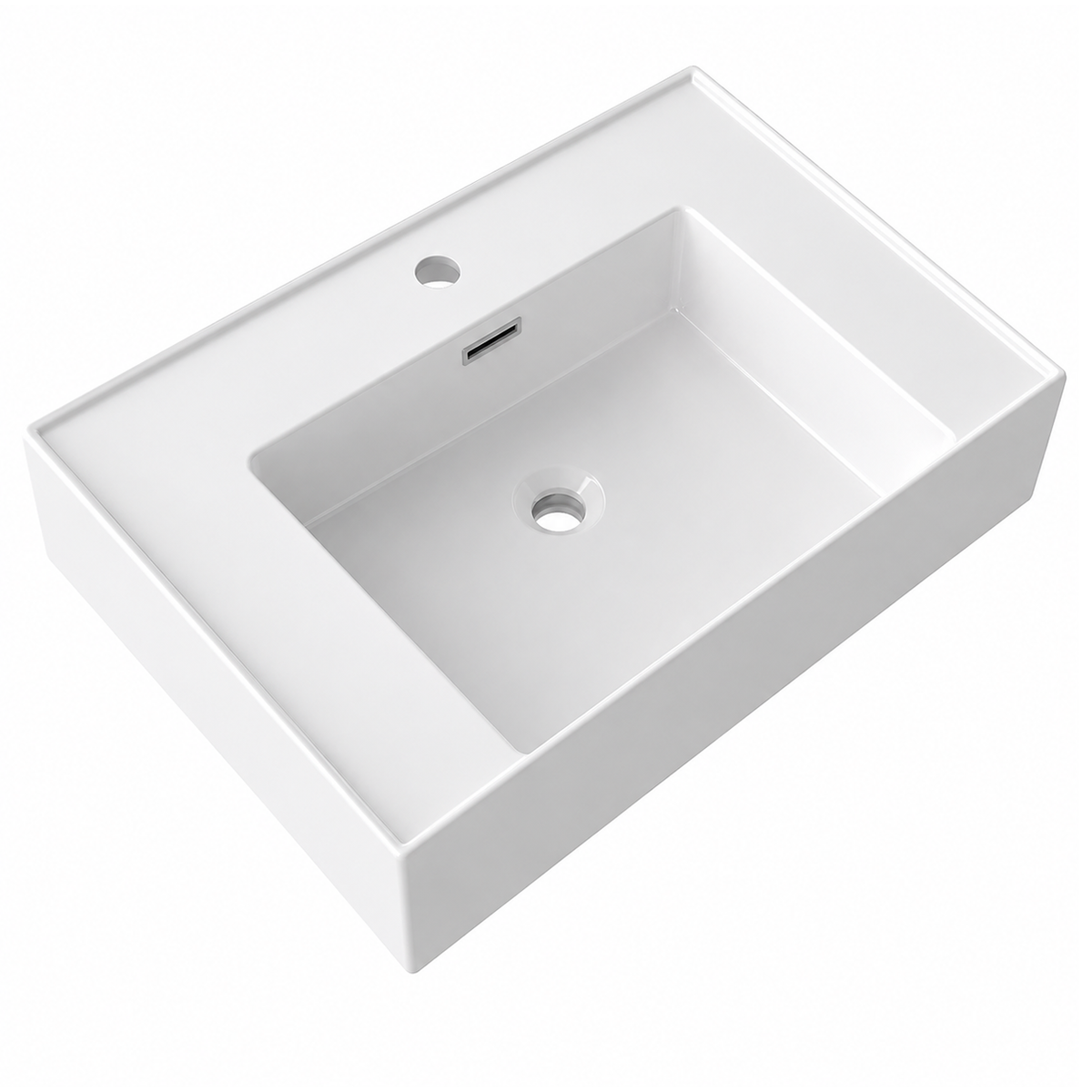 Rectangular Solid Surface Vessel Basin With Pre-Drilled Tap Hole RSM600 – 600 × 460 × 175 mm