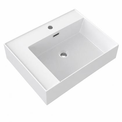 Rectangular Solid Surface Vessel Basin With Pre-Drilled Tap Hole RSM600R – 600 × 460 × 175 mm · Right