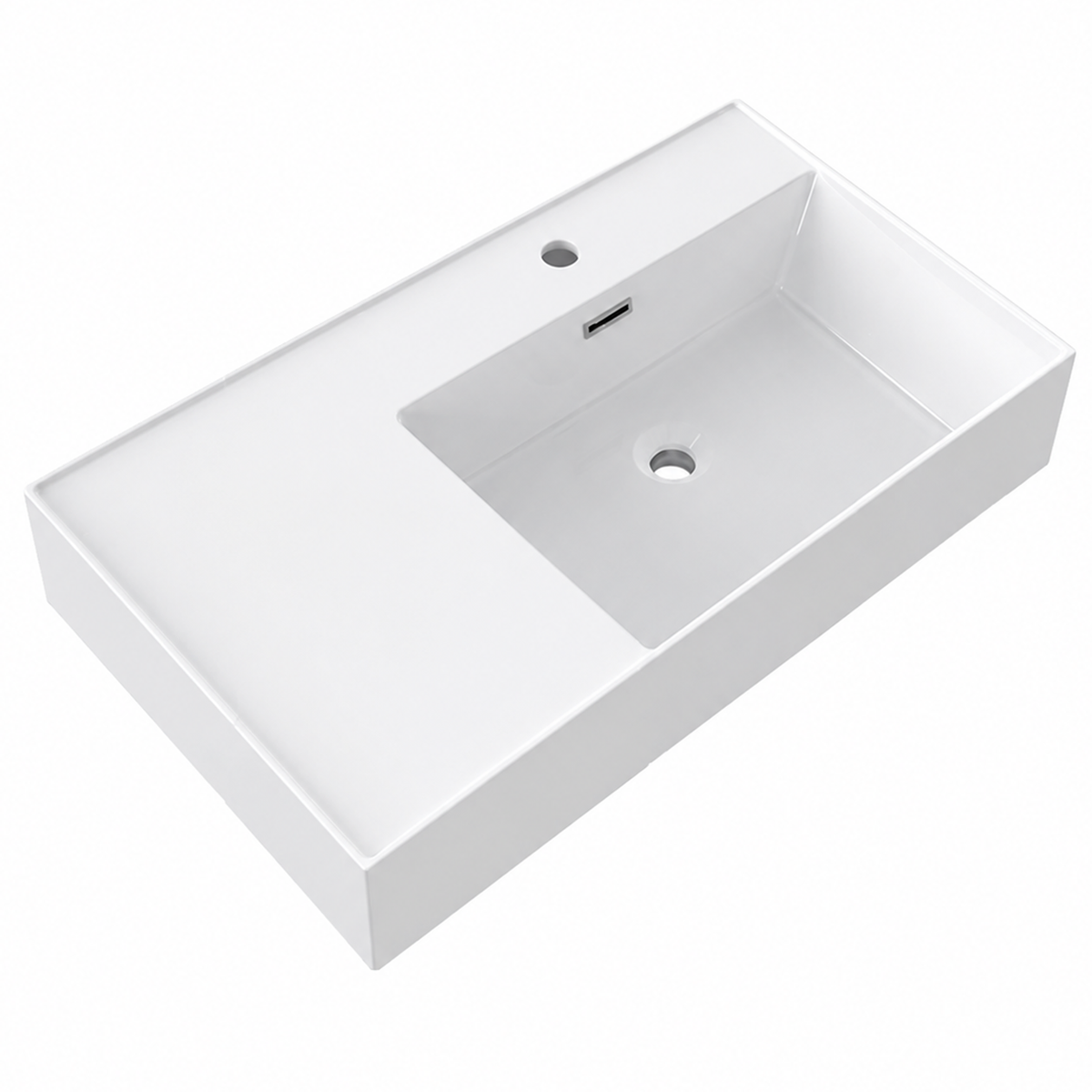 Rectangular Solid Surface Vessel Basin With Pre-Drilled Tap Hole RSM800R – 800 × 460 × 175 mm · Right