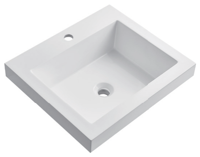 Rectangular Solid Surface Vanity Top Basin, Wide Matte White Bowl RSQ510 – 510 × 445 × 170 mm