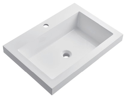Rectangular Solid Surface Vanity Top Basin, Wide Matte White Bowl RSQ635 – 635 × 445 × 165 mm