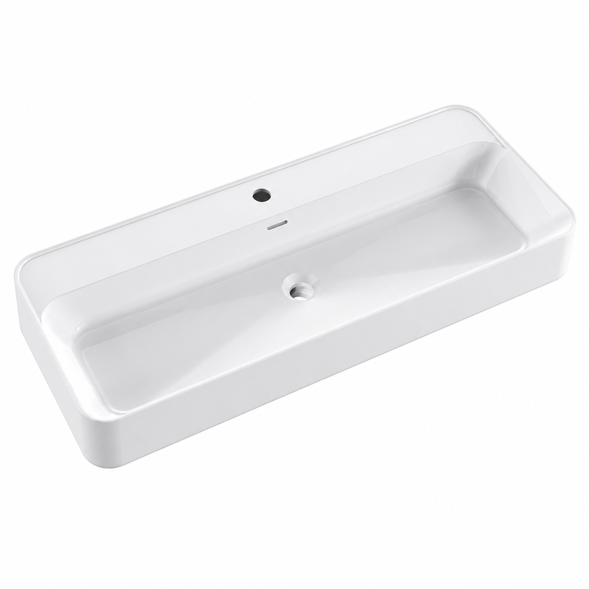 Matte White Solid Surface Rectangular Vessel Basin with Faucet Hole RSR1000-SY – 1000 × 410 × 150 mm · Color