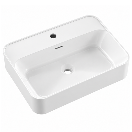 Matte White Solid Surface Rectangular Vessel Basin with Faucet Hole RSR550-SY – 550 × 410 × 150 mm · Color