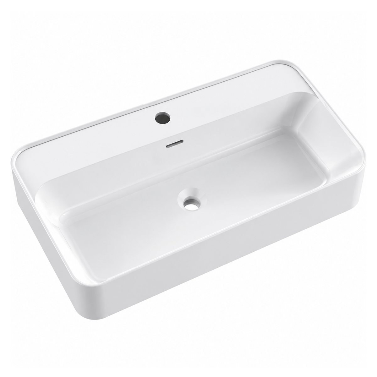 Matte White Solid Surface Rectangular Vessel Basin with Faucet Hole RSR750-SY – 750 × 410 × 150 mm · Color