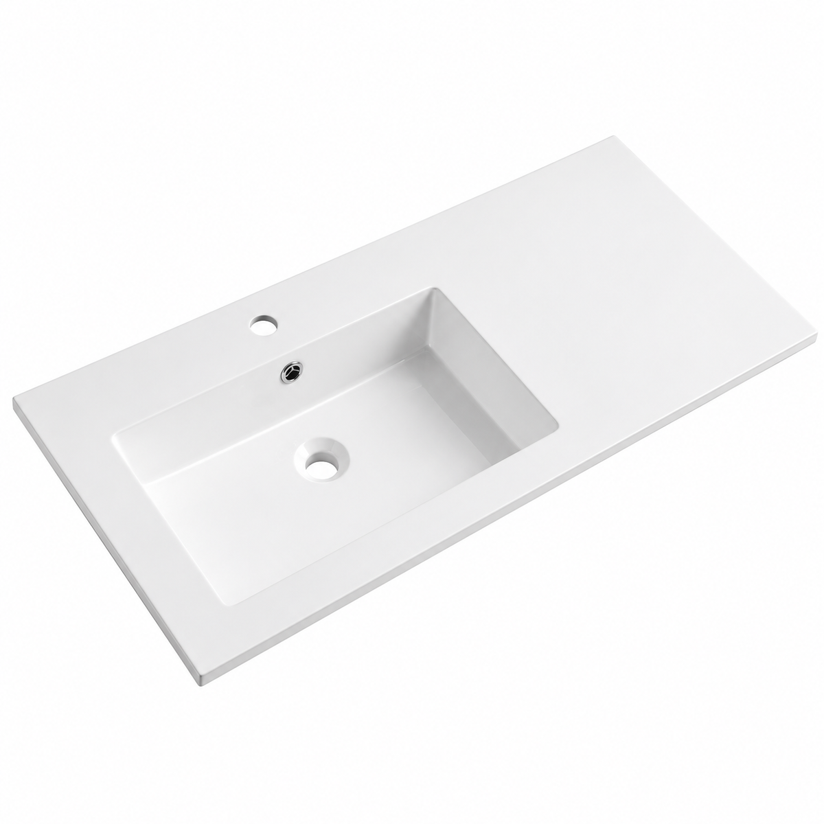 Rectangular Solid Surface Vanity-Top Sink with Integrated Single Basin RSS1000L – 1000 × 460 × 135 mm · Left