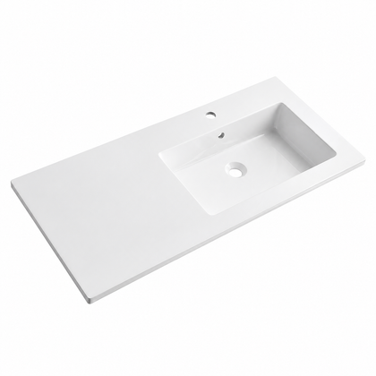 Rectangular Solid Surface Vanity-Top Sink with Integrated Single Basin RSS1000R – 1000 × 460 × 135 mm · Right