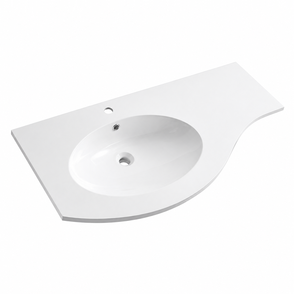 Extra-Wide Solid Surface Vanity Top, Left Oval Bowl, 1100mm RSS1100L – 1100 × 550 × 165 mm · Left
