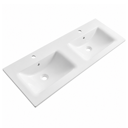 Rectangular Solid Surface Vanity-Top Sink with Integrated Single Basin RSS1200D – 1200 × 460 × 140 mm · Double Bowl