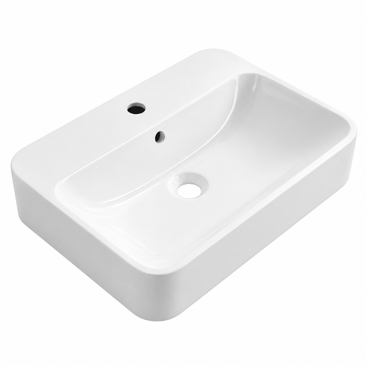 Solid Surface Rectangular Vessel Basin with Sloped Tap Deck 550mm RSS550 – 550 × 400 × 120 mm