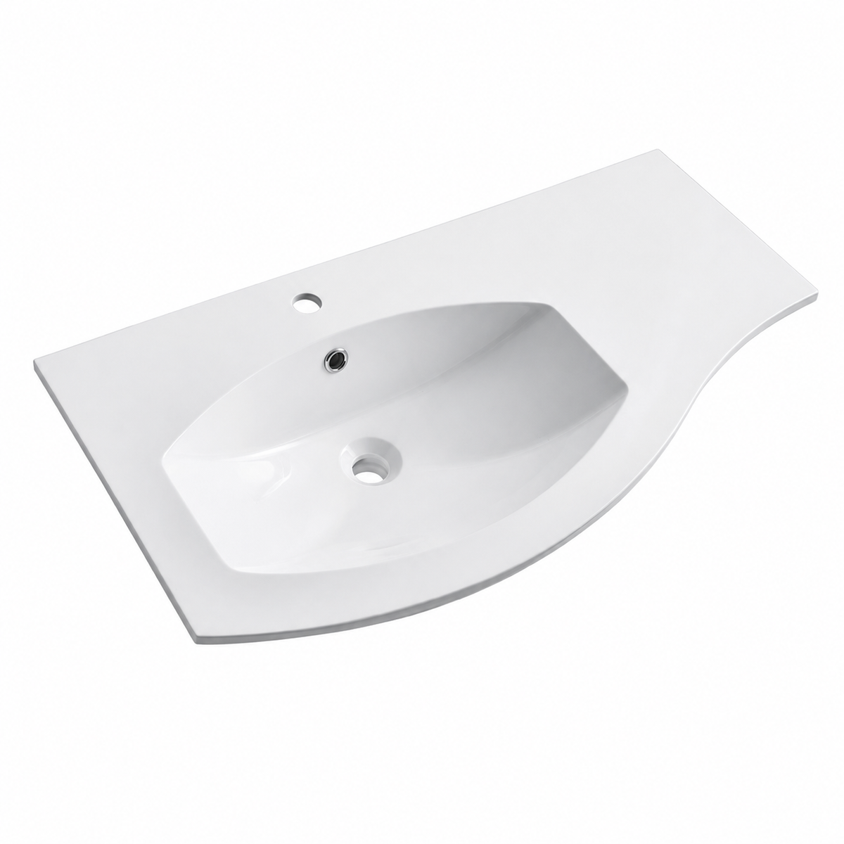 Solid Surface Vanity Top with Leaf-Shaped Basin, 910mm RSS910 – 910 × 485 × 170 mm
