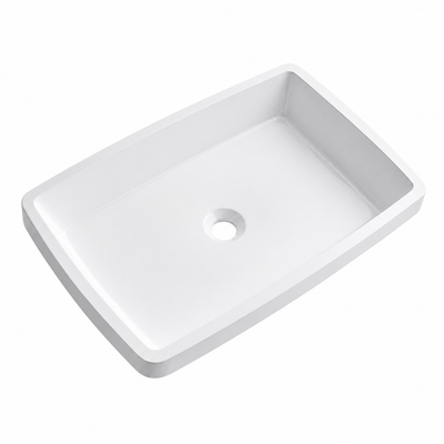 Minimalist Slim-Rim Solid Surface Rectangular Vessel Basin, No Tap Hole 600mm RST600 – 600 × 400 × 116 mm