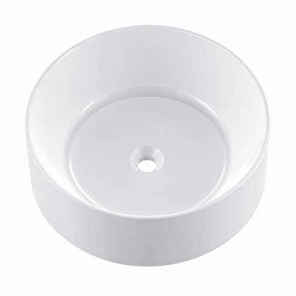 Round Solid Surface Above-Counter Vessel Basin, Cylindrical Drum Bowl RSTY400 – Ø400 × 122 mm